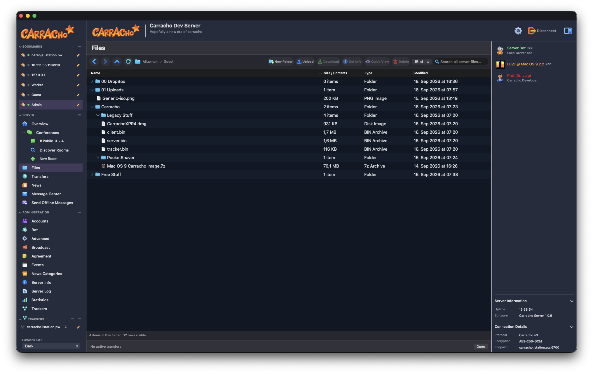 Carracho main window on macOS